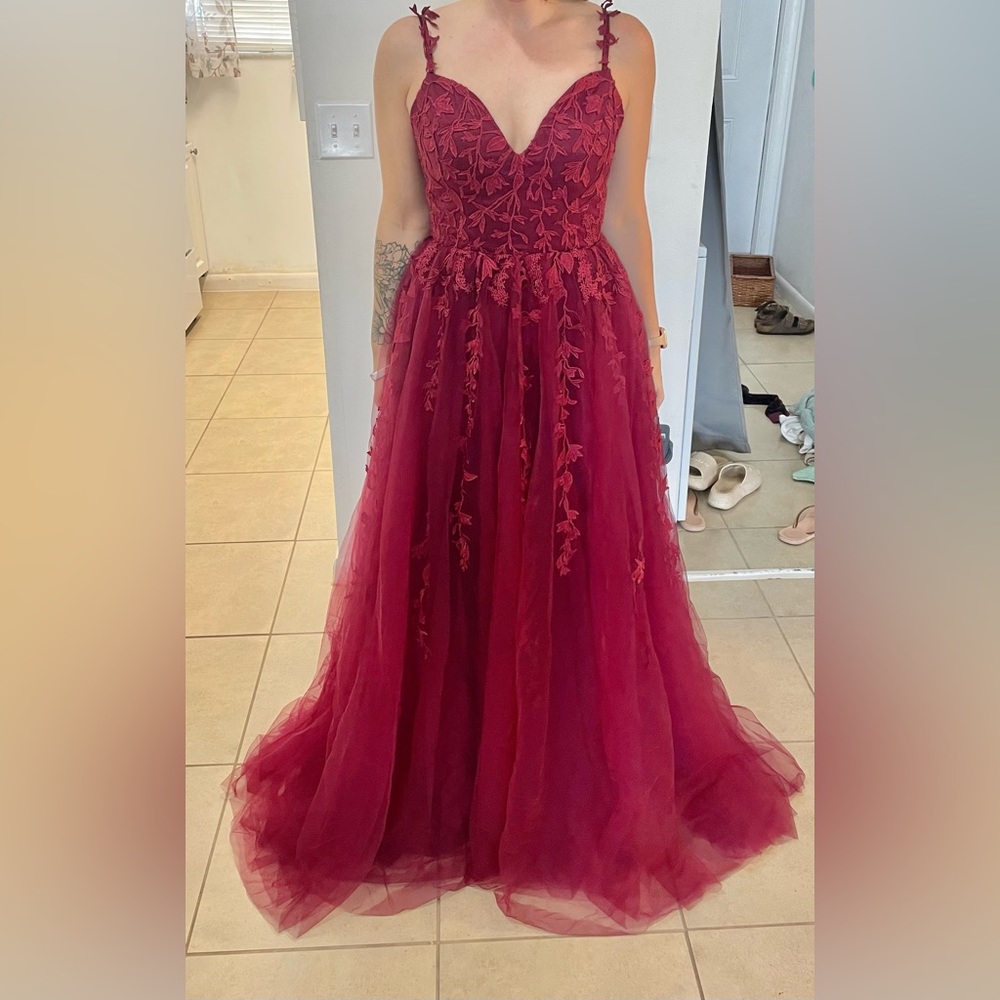 Elegant Red Lace Gown